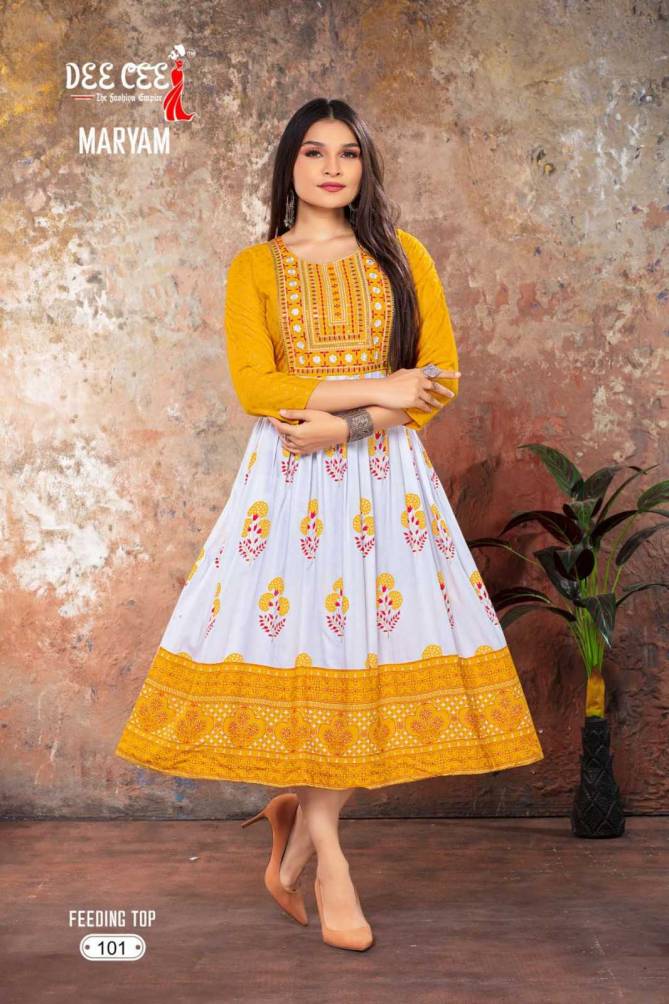 Maryam By Dee Cee Rayon Printed Long Kurtis Wholesale Clothing Suppliers In India
